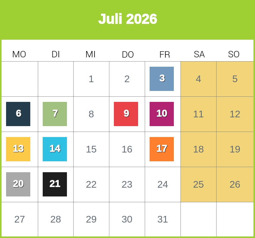 Kindergeld-Auszahlungstermine für Juli 2026
