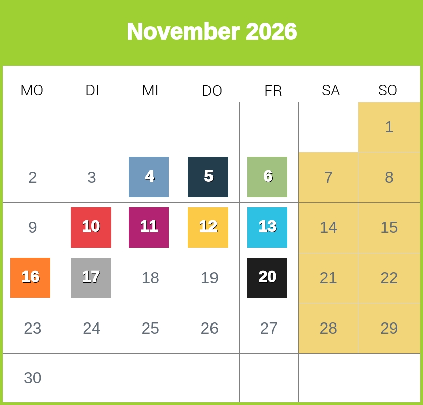 Kindergeld-Auszahlungstermine für November 2026